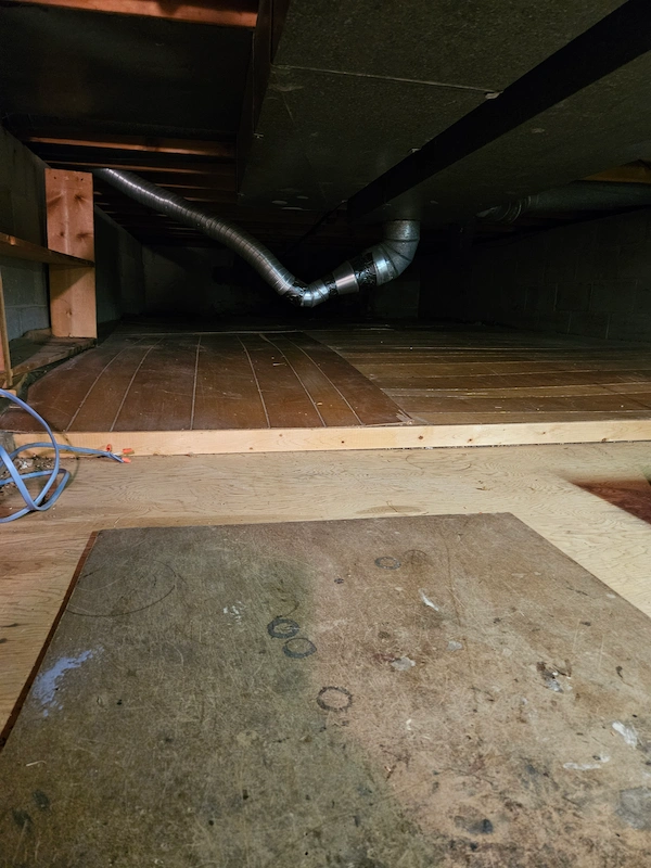 cleared out crawlspace with ductwork